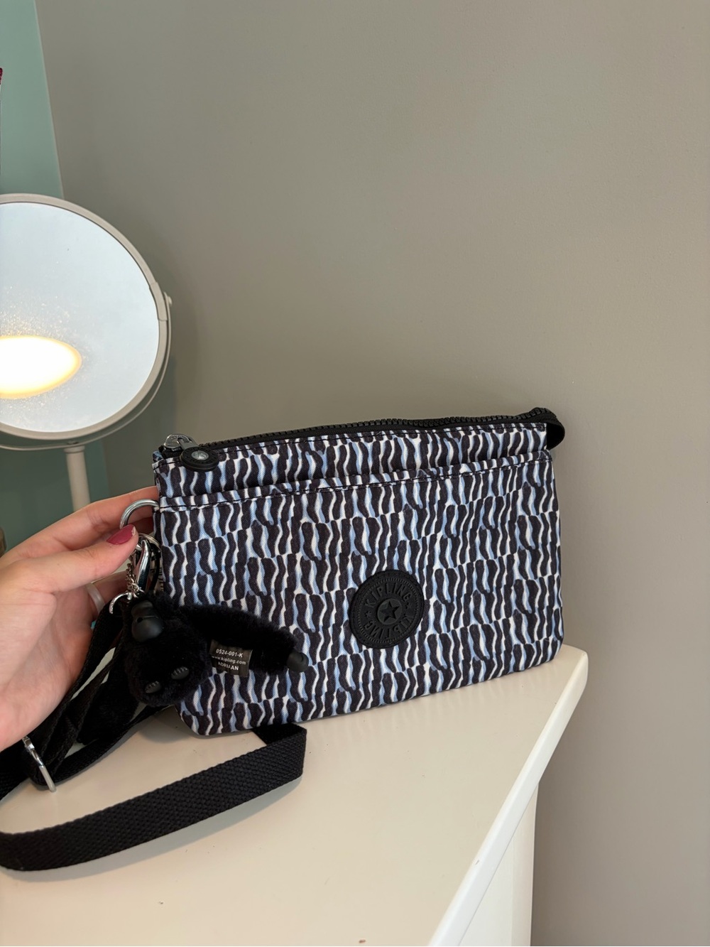 Kipling Blue, Black, & White Crossbody Purse